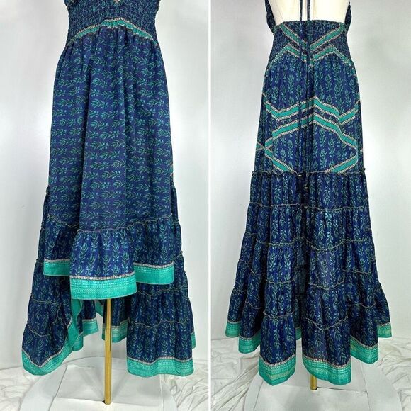 Y2K MT Collection Silk Blend Peacock Dress OS Boho Fairy Beachy Whimsygoth - Picture 5 of 12